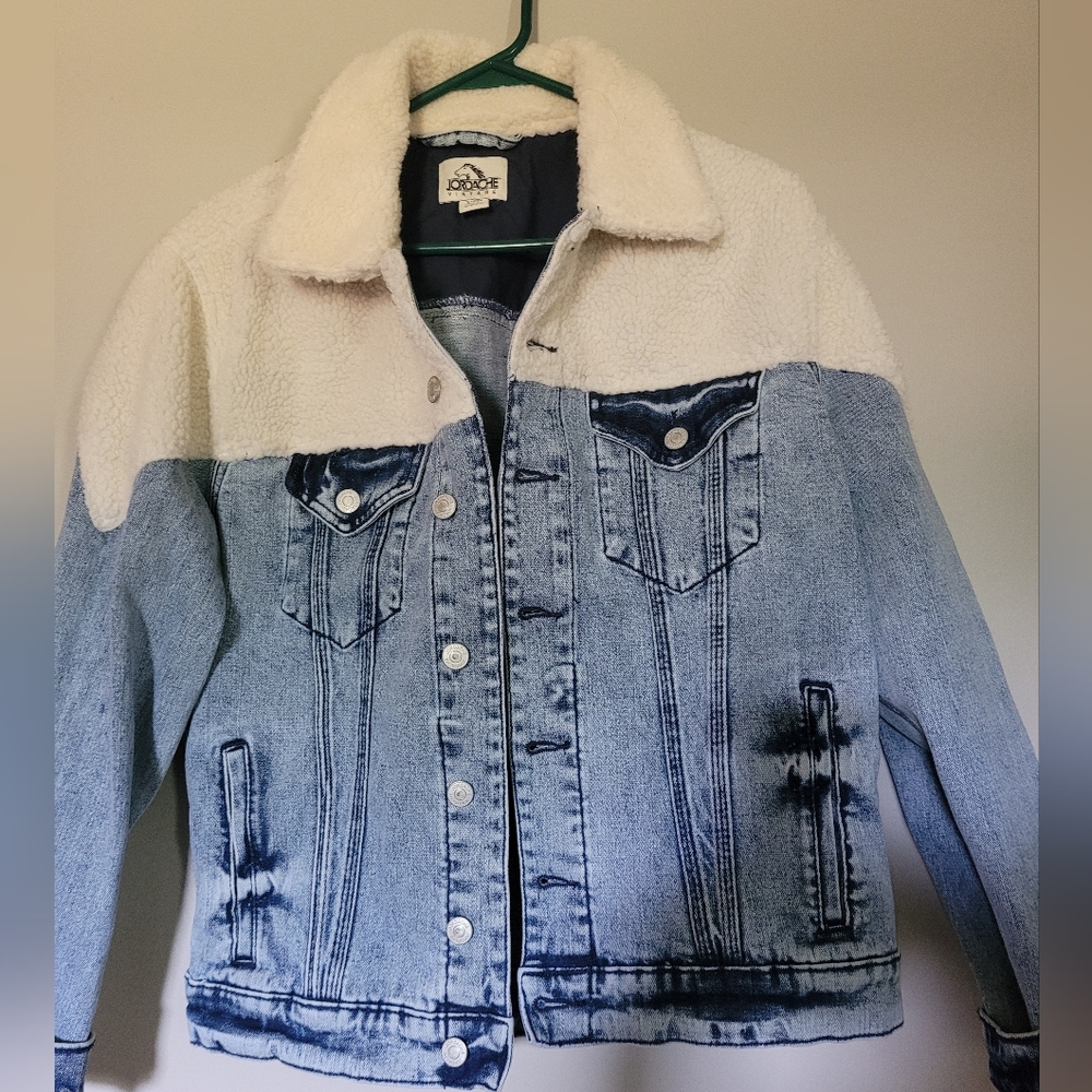 Jordache vintage denim Sherpa jacket, Y2K, size small